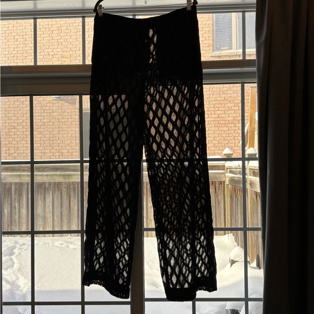 NWT Puppets And Puppets Sz 10 Wide Leg Flowy Black Lace Jane Pant
